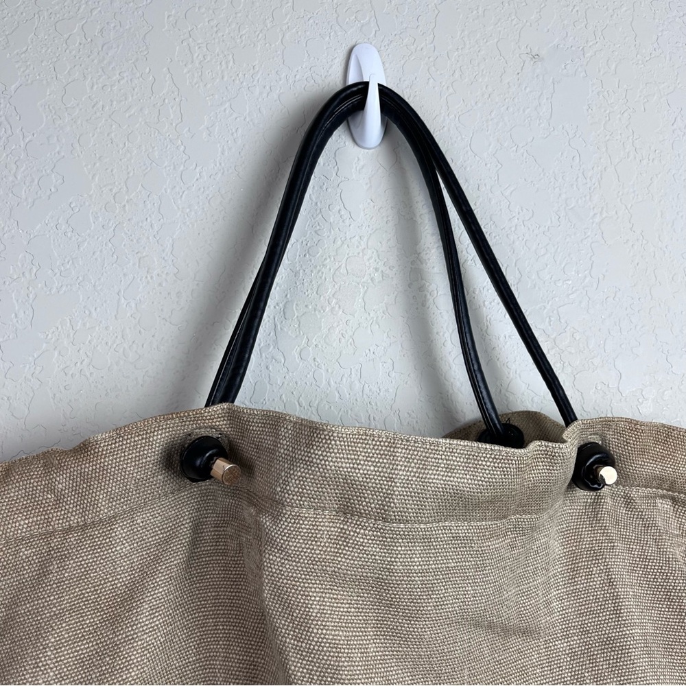 Anine Bing Saffron Large Linen Tote Travel Handbag Purse - Picture 6 of 16